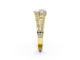 Yellow gold Heart Cut Split Shank Pave Diamond Ring with Four-Prong Setting_34
