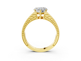 Yellow gold Heart Cut Split Shank Pave Diamond Ring with Four-Prong Setting_35