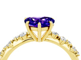 Yellow gold Heart Cut Tanzanite Cluster Side Stone Solitaire Ring with Prong Setting_28