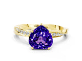 Yellow gold Heart Cut Tanzanite Engagement Ring with Side Stone Accents and Four-Prong Setting_24