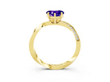 Yellow gold Heart Cut Tanzanite Engagement Ring with Side Stone Accents and Four-Prong Setting_27