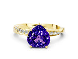 Yellow gold Heart Cut Tanzanite Engagement Ring with Side Stone Accents and Four-Prong Setting_60
