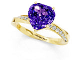 Yellow gold Heart Cut Tanzanite Engagement Ring with Side Stone Accents and Four-Prong Setting_61