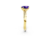 Yellow gold Heart Cut Tanzanite Engagement Ring with Side Stone Accents and Four-Prong Setting_62