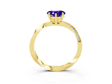 Yellow gold Heart Cut Tanzanite Engagement Ring with Side Stone Accents and Four-Prong Setting_63