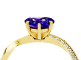 Yellow gold Heart Cut Tanzanite Engagement Ring with Side Stone Accents and Four-Prong Setting_64