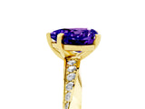Yellow gold Heart Cut Tanzanite Engagement Ring with Side Stone Accents and Four-Prong Setting_65