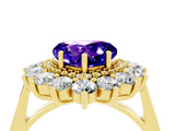 Yellow gold Heart Cut Tanzanite Floral Double Halo Engagement Ring with Prong Setting_88