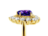 Yellow gold Heart Cut Tanzanite Floral Double Halo Engagement Ring with Prong Setting_89