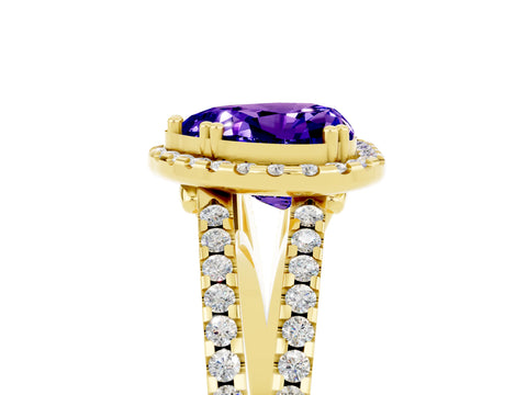 Yellow gold Heart Cut Tanzanite Halo Split Shank Engagement Ring_17
