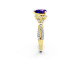 Yellow gold Heart Cut Tanzanite  Halo Twist Band Solitaire Prong Setting Ring_26