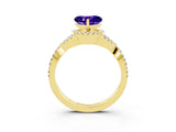 Yellow gold Heart Cut Tanzanite  Halo Twist Band Solitaire Prong Setting Ring_27
