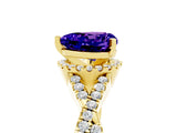 Yellow gold Heart Cut Tanzanite Halo Twist Band Solitaire Prong Setting Ring_5