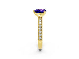 Yellow gold Heart Cut Tanzanite Milgrain Pavé Engagement Ring with Four-Prong Setting_14