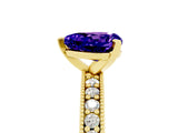 Yellow gold Heart Cut Tanzanite Milgrain Pavé Engagement Ring with Four-Prong Setting_17