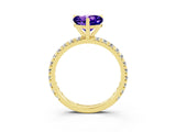 Yellow gold Heart Cut Tanzanite Pavé Solitaire Ring with Round Band and Prong Setting_27