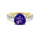 Yellow gold Heart Cut Tanzanite Pave Band Solitaire Ring with Four-Prong Setting_24
