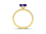 Yellow gold Heart Cut Tanzanite Pave Band Solitaire Ring with Four-Prong Setting_27