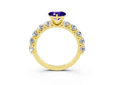 Yellow gold Heart Cut Tanzanite Prong Setting with Side Stones on a Pave Band_3