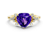 Yellow gold Heart Cut Tanzanite Ring with Side Stones and Four-Prong Setting_36
