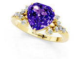 Yellow gold Heart Cut Tanzanite Ring with Side Stones and Four-Prong Setting_37