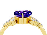 Yellow gold Heart Cut Tanzanite Ring with Side Stones and Four-Prong Setting_40