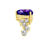 Yellow gold Heart Cut Tanzanite Scattered Round Accent Ring with Prong Setting_17