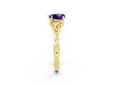Yellow gold Heart Cut Tanzanite Solitaire Celtic Knot Ring with Four-Prong Setting_14