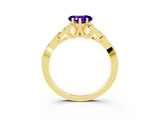 Yellow gold Heart Cut Tanzanite Solitaire Celtic Knot Ring with Four-Prong Setting_15