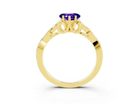Yellow gold Heart Cut Tanzanite Solitaire Celtic Knot Ring with Four-Prong Setting_15