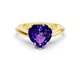Yellow gold Heart Cut Tanzanite Solitaire Engagement Ring with Cathedral Setting and Four-Prong Mount_24