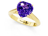 Yellow gold Heart Cut Tanzanite Solitaire Engagement Ring with Cathedral Setting and Four-Prong Mount_25