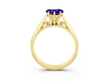 Yellow gold Heart Cut Tanzanite Solitaire Engagement Ring with Cathedral Setting and Four-Prong Mount_27