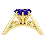 Yellow gold Heart Cut Tanzanite Solitaire Engagement Ring with Cathedral Setting and Four-Prong Mount_28