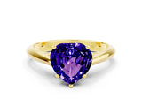 Yellow gold Heart Cut Tanzanite Solitaire Engagement Ring with Cathedral Setting and Four-Prong Mount_66