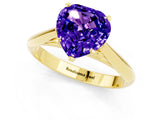 Yellow gold Heart Cut Tanzanite Solitaire Engagement Ring with Cathedral Setting and Four-Prong Mount_67