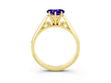 Yellow gold Heart Cut Tanzanite Solitaire Engagement Ring with Cathedral Setting and Four-Prong Mount_69