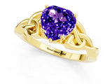 Yellow gold Heart Cut Tanzanite Solitaire Engagement Ring with Celtic Knot Band and Four-Prong Setting_1