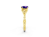 Yellow gold Heart Cut Tanzanite Solitaire Engagement Ring with Celtic Knot Band and Four-Prong Setting_2