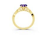 Yellow gold Heart Cut Tanzanite Solitaire Engagement Ring with Celtic Knot Band and Four-Prong Setting_3