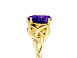 Yellow gold Heart Cut Tanzanite Solitaire Engagement Ring with Celtic Knot Band and Four-Prong Setting_5