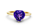Yellow gold Heart Cut Tanzanite Solitaire Engagement Ring with Classic Band and Four-Prong Setting_24