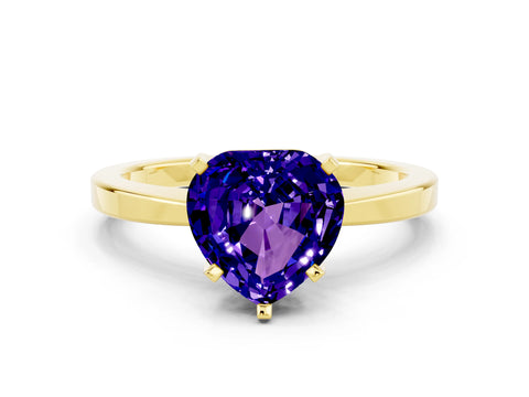 Yellow gold Heart Cut Tanzanite Solitaire Engagement Ring with Classic Band and Four-Prong Setting_24