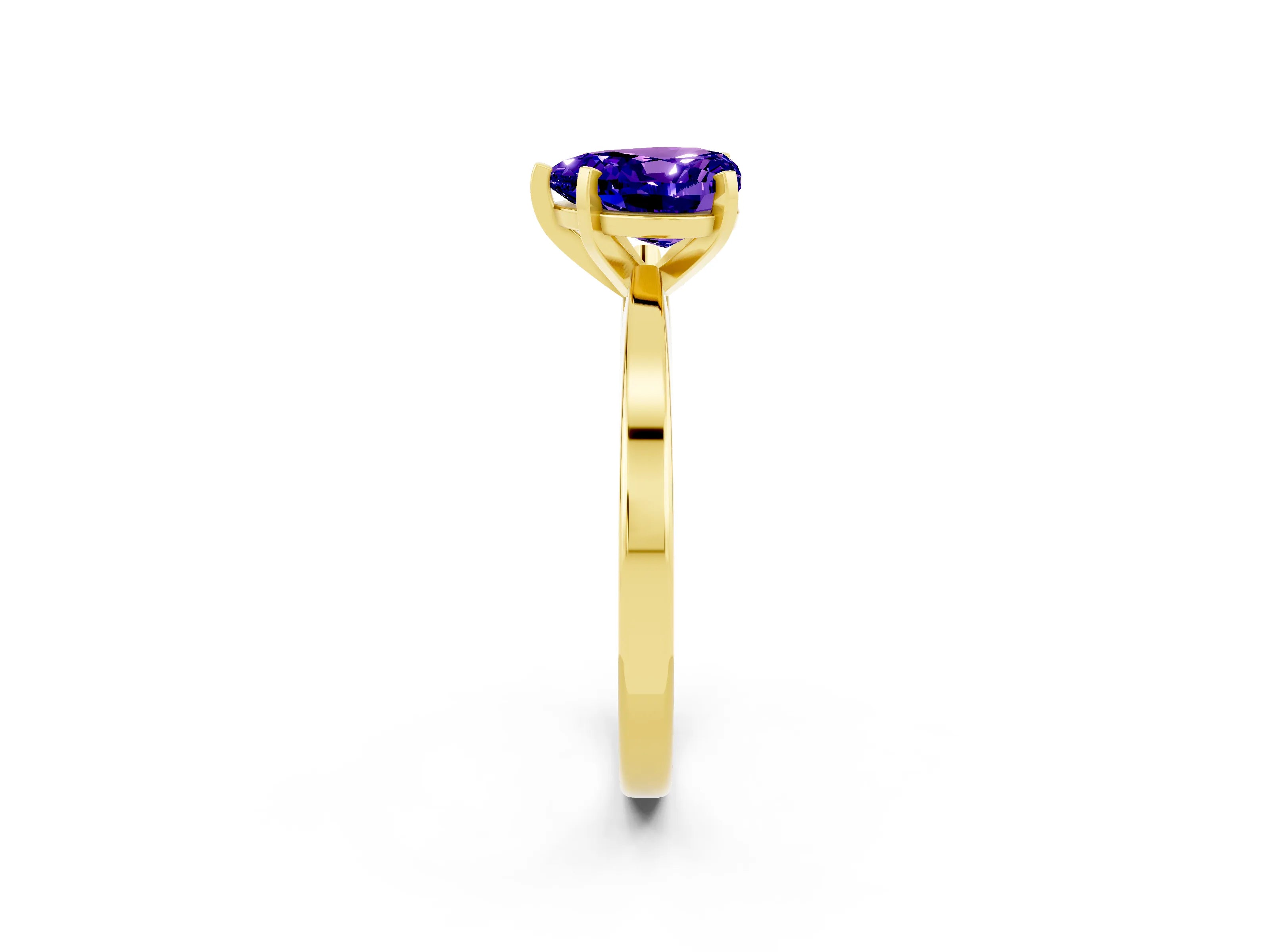 Yellow gold Heart Cut Tanzanite Solitaire Engagement Ring with Classic Band and Four-Prong Setting_26
