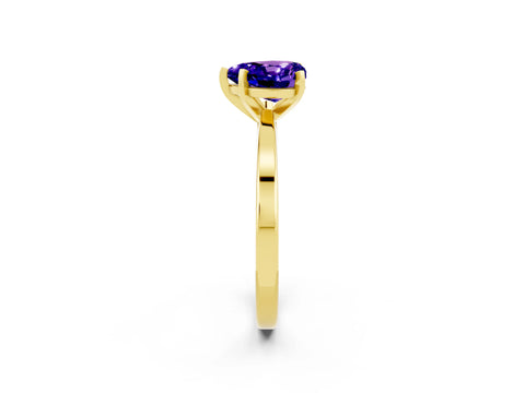 Yellow gold Heart Cut Tanzanite Solitaire Engagement Ring with Classic Band and Four-Prong Setting_26