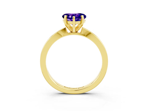 Yellow gold Heart Cut Tanzanite Solitaire Engagement Ring with Classic Band and Four-Prong Setting_27