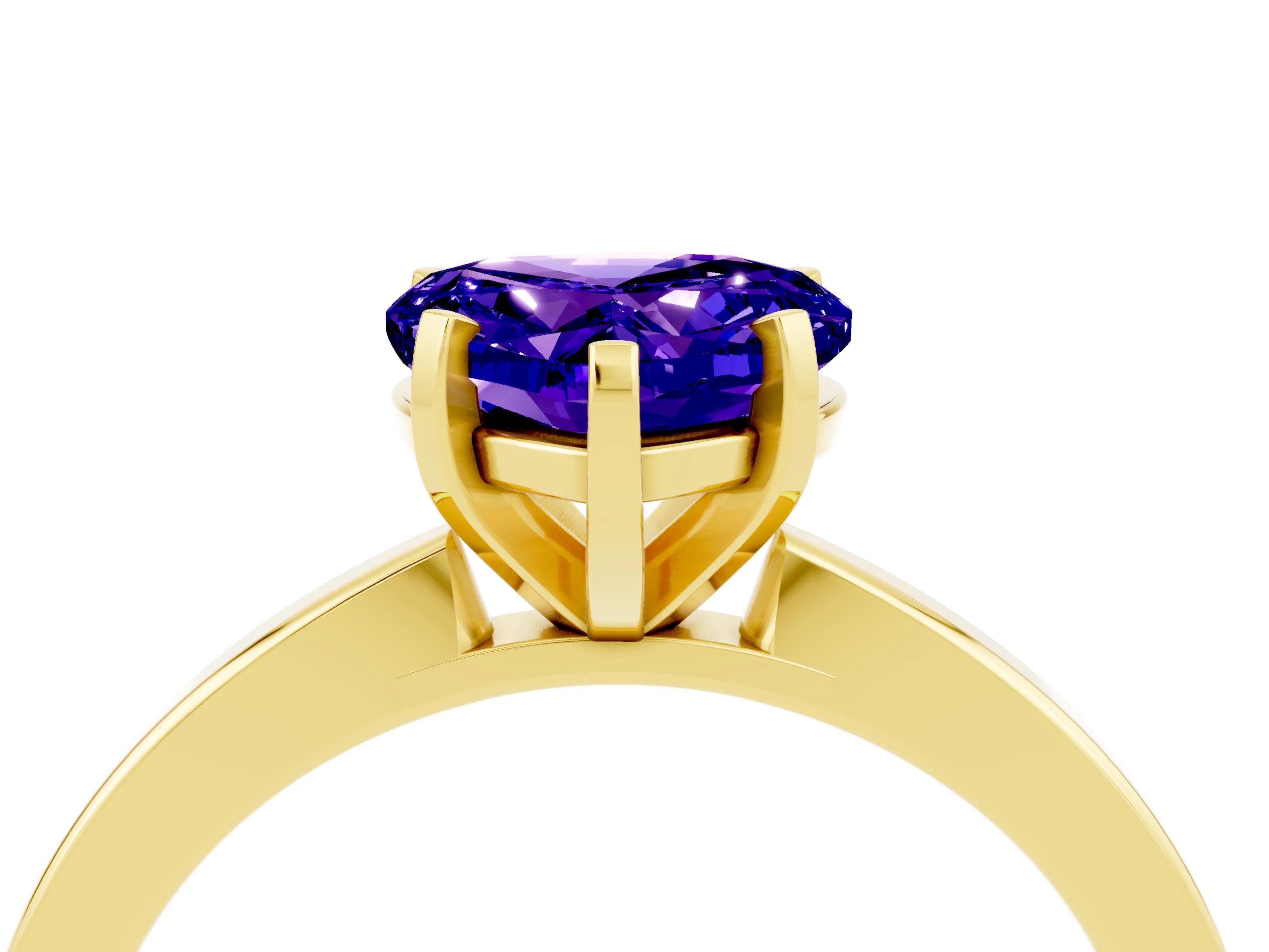 Yellow gold Heart Cut Tanzanite Solitaire Engagement Ring with Classic Band and Four-Prong Setting_28