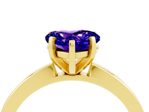 Yellow gold Heart Cut Tanzanite Solitaire Engagement Ring with Classic Band and Four-Prong Setting_28