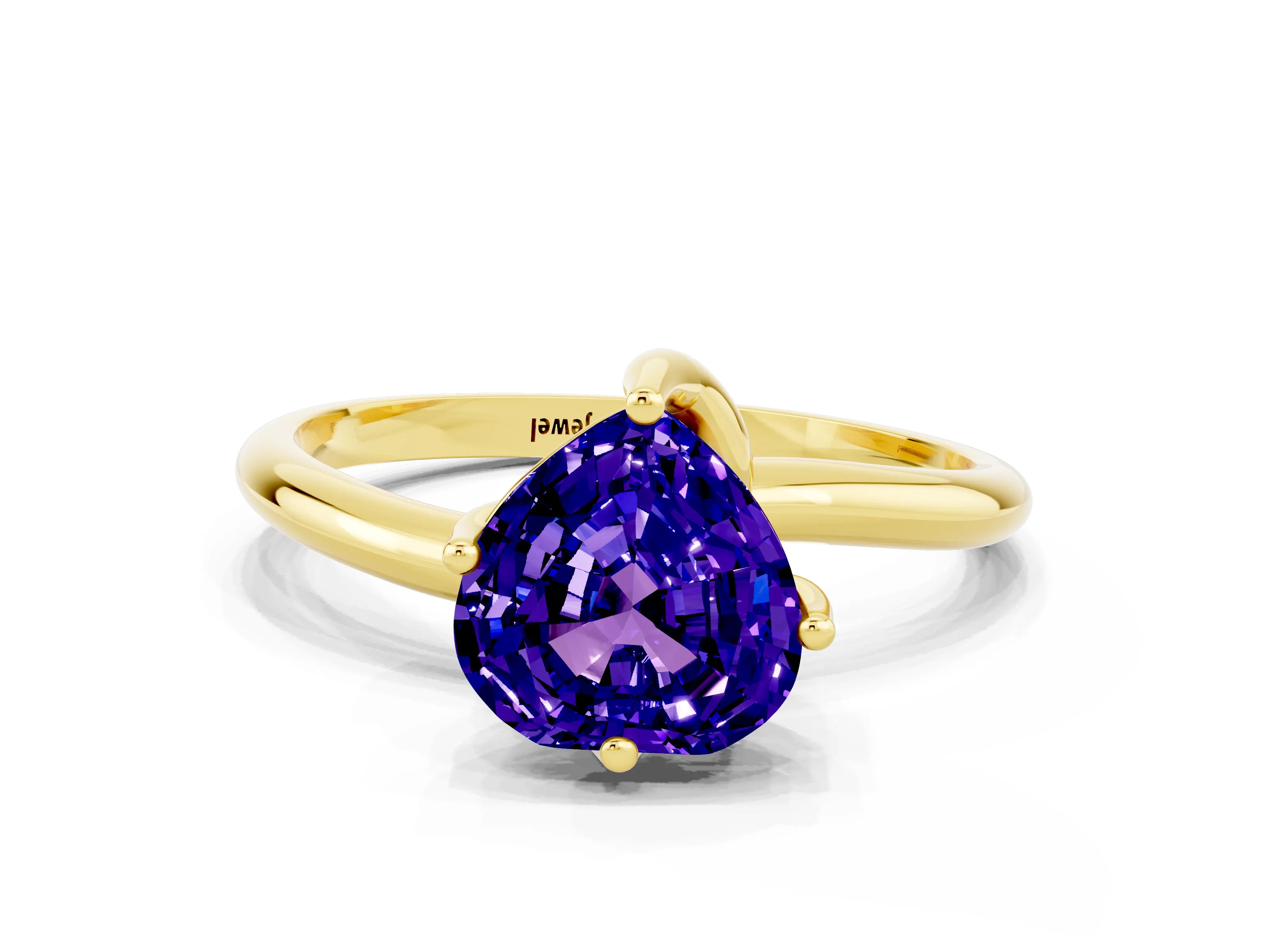Yellow gold Heart Cut Tanzanite Solitaire Engagement Ring with Four-Prong Setting and Classic Band_12