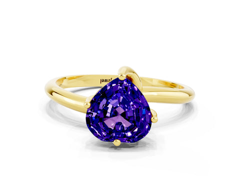 Yellow gold Heart Cut Tanzanite Solitaire Engagement Ring with Four-Prong Setting and Classic Band_12